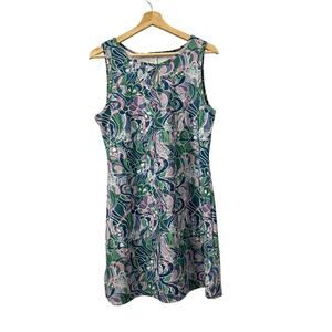 Nuu Muu Dress Womens Size Large Printed Keyhole Neckline Exercise Stretch